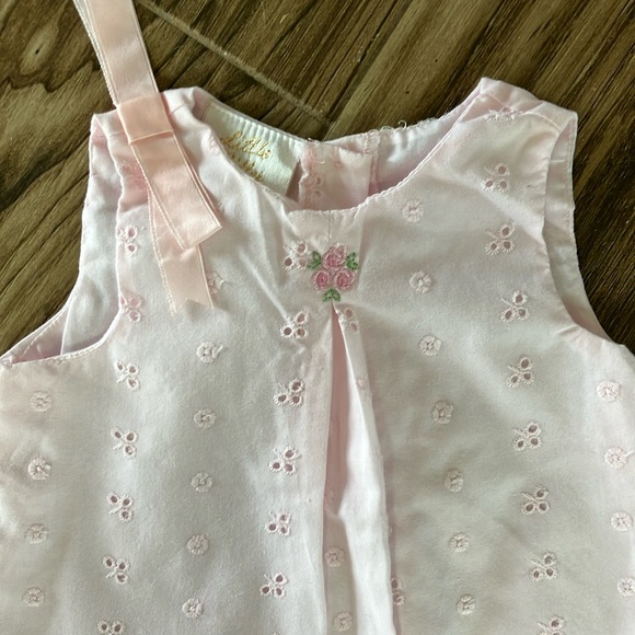 Vtg Pink Eyelet Baby Dress and Socks - Picture 1 of 7